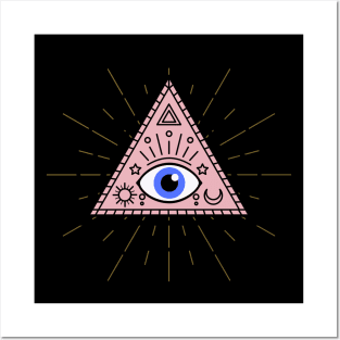 All Seeing eye - Pink with Blue eye Posters and Art